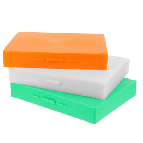 DECORNIJIA 3 Stück Teiliges Mikroskop objektträger aufbewahrungsbox aus Robustem Kunststoff Große Kapazität Wiederverwendbar Sicherer Lagerbehälter für Labor Schule und Grün Orange Weiß von DECORNIJIA
