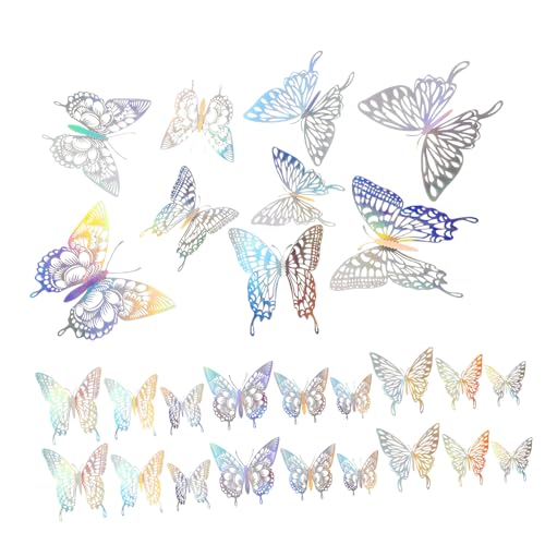 DECORNIJIA 36 Stück Teiliges Schmetterling Wandtattoo Doppel lagige Papieraufkleber mit Holografischer Farbgebung Selbstklebend Realistische Wanddekoration für Wohnzimmer Schlafzimmer DECORNIJIA 36 Stück Teiliges Schmetterling Wandtattoo Doppel lagige Papieraufkleber mit Holografischer Farbgebung Selbstklebend Realistische Wanddekoration für Wohnzimmer Schlafzimmer von DECORNIJIA