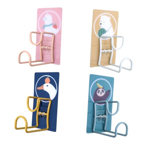 DECORNIJIA 4 STÜCKE Teiliges Cartoon Wandhaken aus Kunststoff kein Bohren Multifunktionaler Aufbewahrungshalter für Handtücher und Waschbecken Platzsparend für Bad Küche und Toilette Bunte von DECORNIJIA