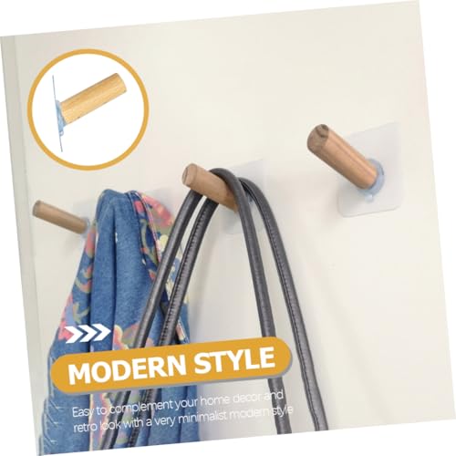 DECORNIJIA 4 Stück Selbstklebende Holzhaken aus Buchenholz Punch Wandhaken ohne Bohren Robuste Garderobenhaken für Küche Bad Flur zum Aufhängen von Handtüchern Mänteln Taschen und Schlüsseln von DECORNIJIA