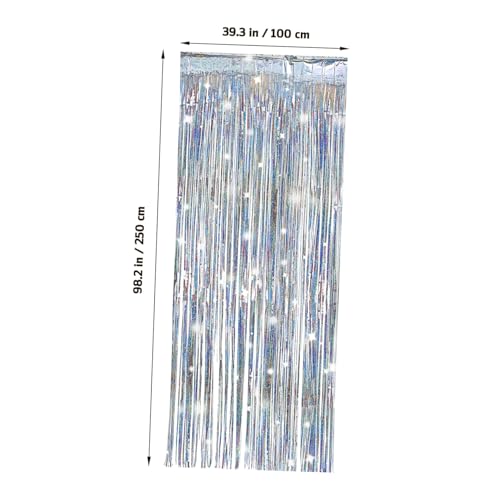 DECORNIJIA 4 Stück Silber Lametta Vorhang Teiliges Glitzernde Folienfransen Party Hintergrunddeko Leicht und Langlebig für Fenster Türen Wände mit Funkelndem Glanz für Geburtstage Hochzeiten von DECORNIJIA