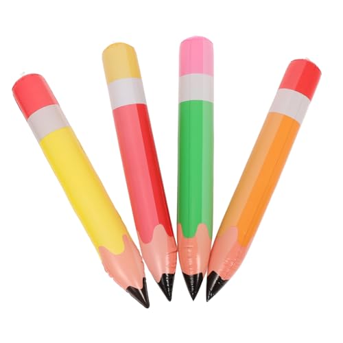 DECORNIJIA 4 Stück Teiliges Aufblasbare Riesen Bleistifte aus PVC Robuste Schuldekoration Realistische Jumbo Buntstifte Leicht Transportierbar für Klassenzimmer und Back To School Events von DECORNIJIA