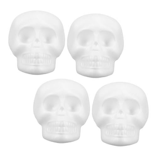 DECORNIJIA 4 Stück Teiliges DIY Styropor Schädelköpfe Leichte Haltbare Bastelrohlinge für Halloween Deko und Kunstprojekte Bemalbare Schaumstoff Schädelköpfe für Kreative Gestaltung von DECORNIJIA