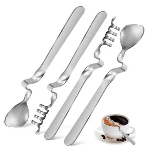 DECORNIJIA 4 Stück Teiliges Edelstahl Kaffeelöffel mit Aufhängegriff Honiglöffel und Marmeladenlöffel Kleine Espressolöffel Langlebig Poliert für Tee Joghurt Dessert und Haushalt von DECORNIJIA
