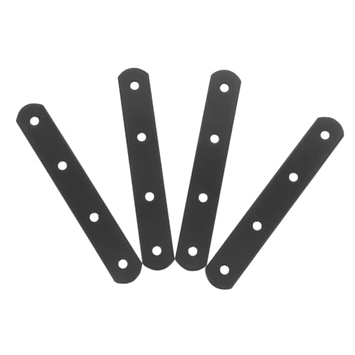 DECORNIJIA 4 Stück Teiliges Gerade Flachverbinder Schwere Reparaturplatten für Holz Gartenzaun Bücherregal Schrank Stabile Verbindung Schwarze Mending Plates von DECORNIJIA