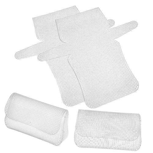 DECORNIJIA 4 Stück Teiliges Kunststoff Gitterblätter Vorgefertigte Mesh Canvas Sheets für Präzises Kreuzstich und Stickprojekt Vielseitig Zuschneidbar für Handarbeiten DIY Taschenherstellung von DECORNIJIA