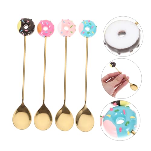 DECORNIJIA 4 Stück Teiliges Rührlöffel mit Langem Griff Langlebige Cocktail und Milchtee Löffel Rostfrei Polierte Oberfläche zum Mischen von Kaffee Heißgetränken und Desserts von DECORNIJIA