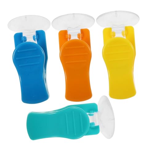 DECORNIJIA 4 Stück Teiliges Saugnapf Handtuchhalter Clips Multifunktional für Küche Bad Robuste Aufhängeclips zum Befestigen von Handtüchern Badeschwämmen Socken und Kompakt und Langlebig von DECORNIJIA