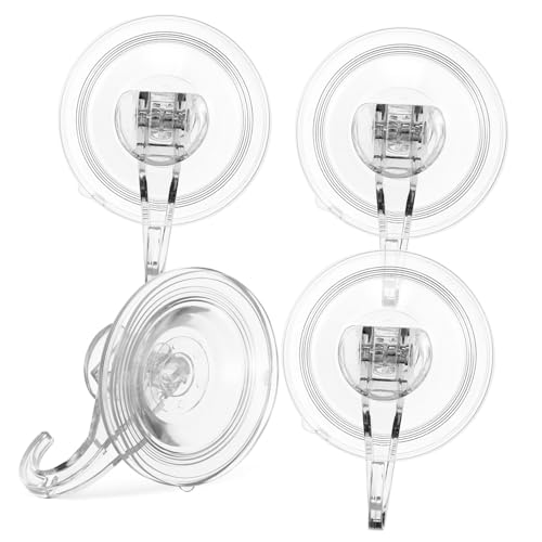 DECORNIJIA 4 Stück Transparente Saugnapf Haken aus Pet Wiederverwendbar ohne Bohren Vielseitig für Duschwand Tür Fenster Handtücher und Küchenutensilien Robust und Einfach zu Montieren von DECORNIJIA