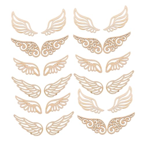 DECORNIJIA 40 Stück Teiliges Holzflügel Natürliche Engelsflügel Bastel Holzstücke Beidseitig Bemalbar Vielseitig für DIY Dekorationen Scrapbooking Karten und Kunstprojekte für Schule und von DECORNIJIA