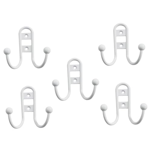 DECORNIJIA 5 Stück Europäischer Wandhaken aus Zinklegierung Doppelter Kleider und Hutaufhänger Kompakte Bügelförmiges Design gegen Abrutschen Geeignet für Bad Küche Schlafzimmer und Garderobe von DECORNIJIA