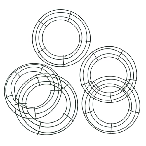 DECORNIJIA 5 Stück Metalldraht Kranzrahmen Teilig Grün Rund Stabile Eisenringe DIY Trockenblumen Basteln Kranzring für Weihnachts und Gartendekoration von DECORNIJIA