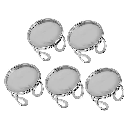 DECORNIJIA 5 Stück Teiliges Edelstahl Einstellbares Fingerring mit Rundem Cabochon Tablett DIY Schmuckhalter für Kreative Ringgestaltung Langlebig und Vielseitig für Vielfältige Anlässe von DECORNIJIA