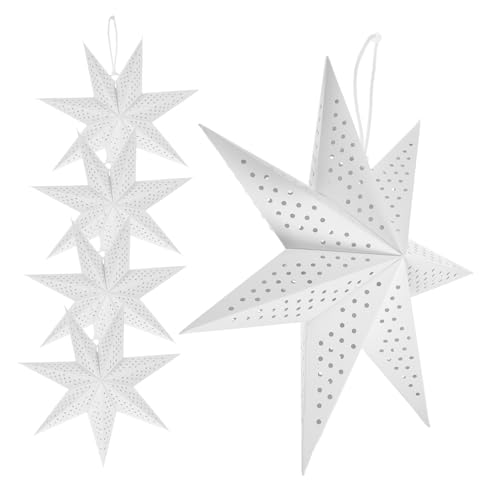 DECORNIJIA 5 Stück Teiliges Faltbares Papierlampenschirm in Sternform Dekorative Weihnachtsbeleuchtung Installieren Langlebig zum Aufhängen als Papierstern Lampenschirm für Wohnzimmer und von DECORNIJIA