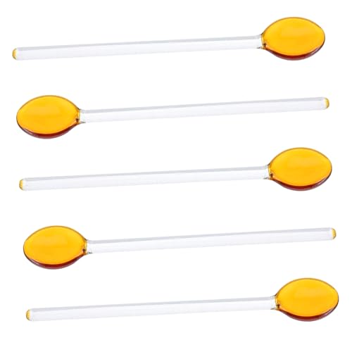 DECORNIJIA 5stücke Teiliges Transparenter Langlebiger Glaslöffel Lange Kaffeelöffel Dessert Und Rührlöffel Für Tee Und Eiscreme Hitzebeständig Und Leicht Zu Reinigen von DECORNIJIA