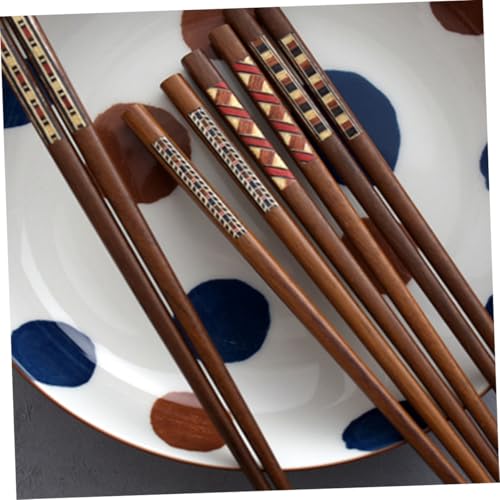 DECORNIJIA 6 Paare Wiederverwendbare Essstäbchen aus Natürlichem Holz im Japanischen Stil Leicht mit Klassischem Muster Spülmaschinenfest Nachhaltiges Geschenkset für Küche und Hotel von DECORNIJIA