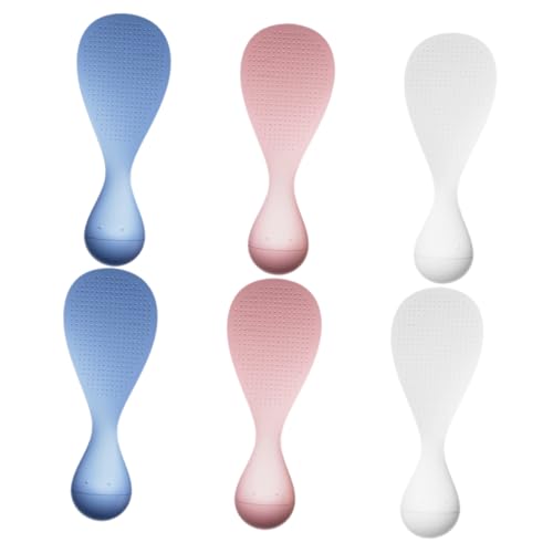 DECORNIJIA 6 Stück Antihaft reislöffel Set Hitzebeständiger Kunststoff Stehender Reispaddel für Reiskocher Multifunktionaler Küchenlöffel zum Servieren Mischen und Portionieren von Reis von DECORNIJIA