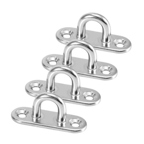 DECORNIJIA 6 Stück Edelstahl U Förmige Tragfähige Halterung mit Platte und Öse Korrosionsbeständig Hochbelastbar Einfach zu Montieren für Deckenleuchten Lüfter und Bootsbedarf Silber von DECORNIJIA