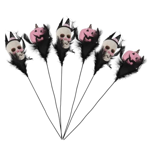 DECORNIJIA 6 Stück Halloween Deko Blumensträuße mit Schwarzen Federn Kürbis und Totenkopf DIY Gruselige Tischdekoration Wiederverwendbare Halloween Vase Füller Kreatives Party Centerpiece DECORNIJIA 6 Stück Halloween Deko Blumensträuße mit Schwarzen Federn Kürbis und Totenkopf DIY Gruselige Tischdekoration Wiederverwendbare Halloween Vase Füller Kreatives Party Centerpiece von DECORNIJIA