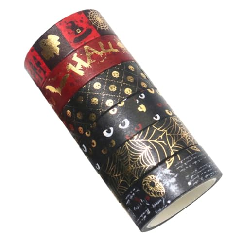 DECORNIJIA 6 Stück Heißpräge-Washi-Tape Sammelalbum Klebeband Notizbuch gruselig dekoratives Papierband Aufkleber Halloween-Scrapbook-Bänder Fotoalbumband Halloween-Buchband Flüsterpapier von DECORNIJIA