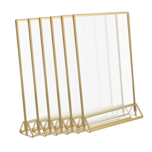 DECORNIJIA 6 Stück Teiliges Acryl Tischaufsteller mit Goldenen Rändern Transparenter Doppelseitiger Menükartenhalter für Restaurant Büro Supermarkt und Werbedisplay Stabile und Praktische DECORNIJIA 6 Stück Teiliges Acryl Tischaufsteller mit Goldenen Rändern Transparenter Doppelseitiger Menükartenhalter für Restaurant Büro Supermarkt und Werbedisplay Stabile und Praktische von DECORNIJIA
