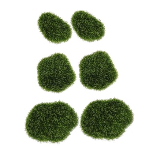 DECORNIJIA 6 Stück Teiliges Künstliche Moos Steine Realistische Grüne Landschaftsdeko Leichtes Material Verschiedene für Bonsai Blumentöpfe Aquarien und DIY mikrolandschaften von DECORNIJIA