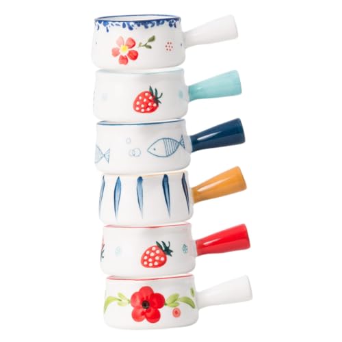 DECORNIJIA 6 Stück Teiliges Porzellan Milchkännchen Kleine Keramik Milchkanne mit Ausguss für Kaffee Sahne Sauce Warmgetränke Geeignet Pastellfarben Mix von DECORNIJIA