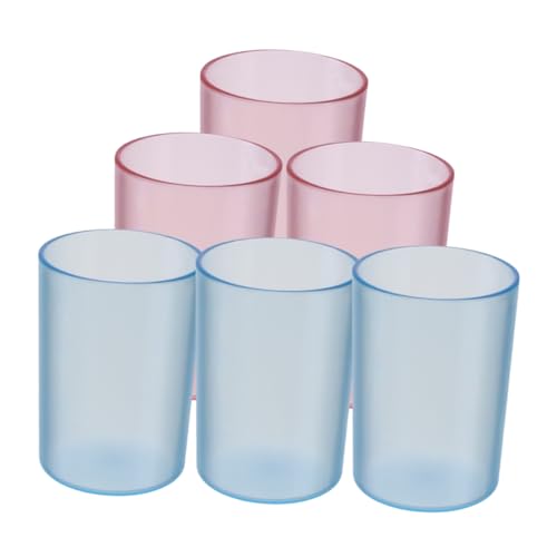 DECORNIJIA 6 Stück Teiliges Transparente Mundspülbecher aus Bpa Freiem Große Zahnbürsten und Trinkbecher für Badezimmer Wiederverwendbar und Leicht zu Reinigen in Blau für Geeignet von DECORNIJIA