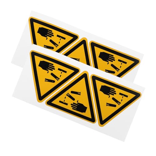 DECORNIJIA 6 Stück Warnschild Vorsicht Korrosion Teilig Selbstklebend Sicherheitsaufkleber Langlebig Vielseitig für Arbeitsbereich und Maschinen von DECORNIJIA