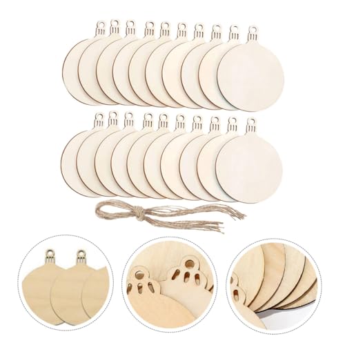DECORNIJIA 60 Stück Teiliges Runde Weihnachts Holzscheiben mit Aufhängeseilen DIY Holzanhänger für Christbaumschmuck Weihnachtsdeko Sicher und Langlebig für Baum Fenster Wand und von DECORNIJIA