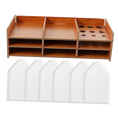DECORNIJIA 7 Stück Diamant malerei Halterung Diamond Art groß Organisatoren Stiftablage Tabletts goldschmiede Werkzeug Diamantmalerei Aufbewahrung DIY-Diamant-Tablett Zubehör-Organizer Holz von DECORNIJIA