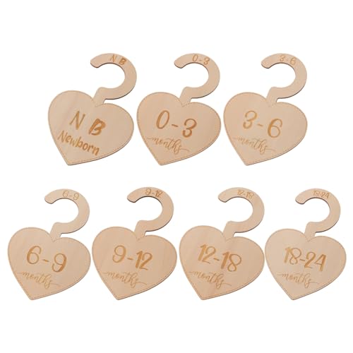 DECORNIJIA 7 Stück Teiliges Kleidergrößentrenner aus Holz Größenübersicht mit Monatsangaben Elegante Kleiderschrank Organizer Praktische Kleidung Trenner für Ordentliche Aufbewahrung von DECORNIJIA