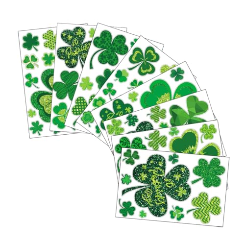 DECORNIJIA 8 Blatt Teiliges St Patrick's Day Fensteraufkleber Kleeblatt aus PVC Statische Glasdeko für Türen Fenster Vielseitige Kleeblatt Wandaufkleber Partydeko von DECORNIJIA
