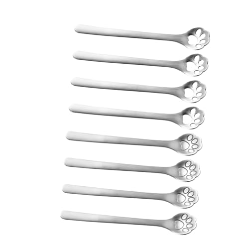 DECORNIJIA 8 Stück Teiliges Edelstahl Kaffeelöffel Katze Pfote Design Hohl Langlebig zum Umrühren von Kaffee Tee Desserts Geeignet für Zuhause Büro von DECORNIJIA