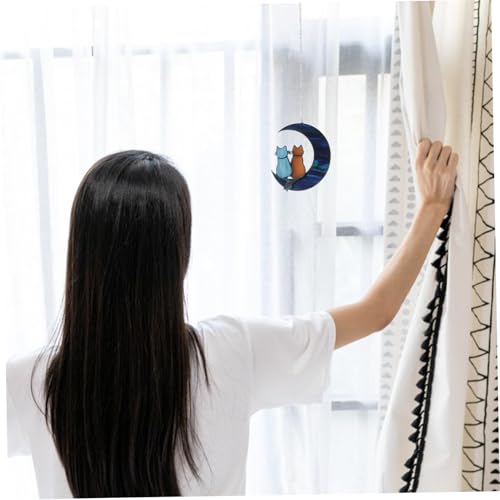 DECORNIJIA Acryl Katzen Mond Hängeornament Wanddeko für Fenster Katzenliebhaber Vivid Design Balkon Wohnzimmer Dekoration von DECORNIJIA