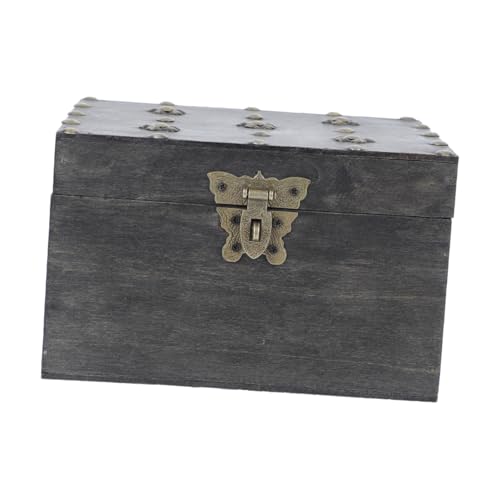 DECORNIJIA Antike Holz-aufbewahrungsbox mit Schloss Multifunktionale Schmuck Dokumentenbox Dekorativer Retro Organizer für Schreibtisch und Wohnzimmer Praktischer Desktop Container von DECORNIJIA