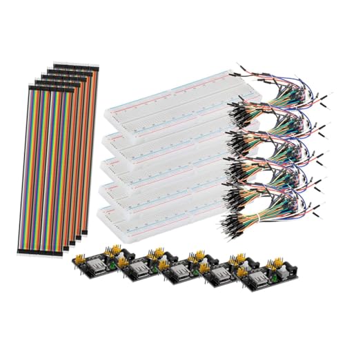 DECORNIJIA Breadboard Starter Lernset Teilig mit Stromversorgungsmodul Punkte Steckbrett Farbige Jumper Kabel Pin Verbinder Leitungen DIY Experiment Kit für Schule und Labor von DECORNIJIA