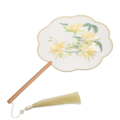 DECORNIJIA Chinesischer Handfächer aus Seide und Holz mit Gesticktem Blumenmuster Tragbarer Sommerfächer Handlicher Dekorativer Stickerei Fächer für Damen und von DECORNIJIA
