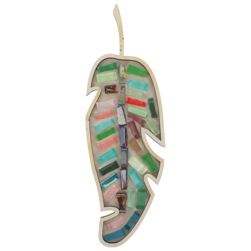 DECORNIJIA DIY Bastelset mit Holz Basis in Blattform Buntes Fliesen Kreative Bastelaktivitäten Anfängerfreundliches DIY Kit für Erwachsene Geschenk für Kunstprojekte von DECORNIJIA