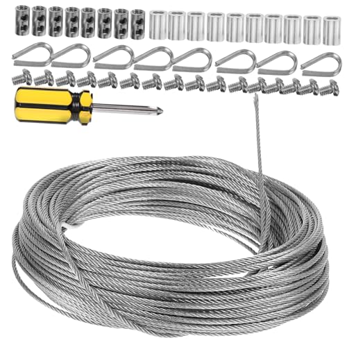 DECORNIJIA Edelstahl Drahtseil mit Rostfreier Spannschlaufe und Seilspanner für Garten Vorhang Außenbeleuchtung Kabelgeländer und Hängesysteme Installieren Langlebig und Elegant von DECORNIJIA