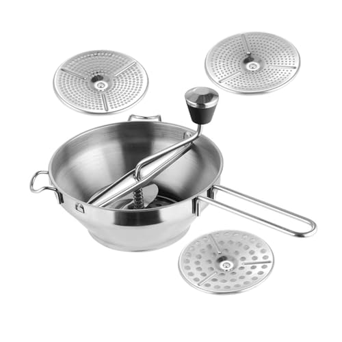 DECORNIJIA Edelstahl Kartoffelpresse mit Dickem Presssieb Feinmaschig für Zarten Kartoffelbrei Manuelle Spud Masher mit Ergonomischem Griff Robust und Einfach zu Reinigen für Gemüse und Obst von DECORNIJIA