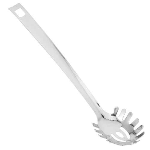 DECORNIJIA Edelstahl Nudellöffel mit Ergonomischem Griff Stabiles Küchenutensil als Nudelsieb und Spaghettilöffel Leicht Platzsparend Langlebig zum Abseihen von Suppen und Nudeln für Zuhause von DECORNIJIA