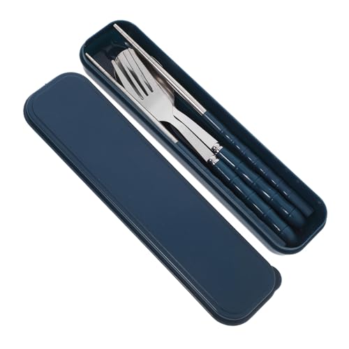 DECORNIJIA Edelstahl Reisebesteck Set Teilig mit Gabel Löffel Essstäbchen Tragbares Besteck mit Etui Langlebig und Wiederverwendbar Vielseitig für Camping Schule Büro und Outdoor Mahlzeiten von DECORNIJIA