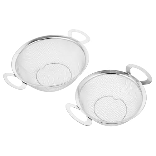 DECORNIJIA Edelstahl Reissieb Doppelgriff Feinmaschiges Sieb mit Füßen Abtropfkorb Spülbecken Sieb Feinmaschiges Küchensieb für Reis Gemüse Obst Waschen von DECORNIJIA