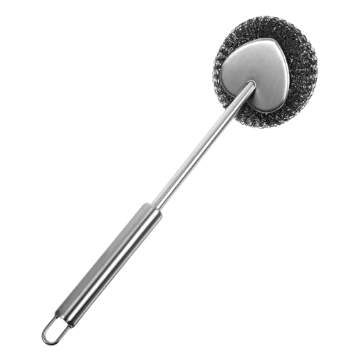 DECORNIJIA Edelstahl Spülbürste mit Langem Griff Rostfrei Effektive Topfreiniger Küchenbürste mit Aufhängehilfe Komfortabler Griff für Geschirr Ofen Herd und Grillreinigung von DECORNIJIA