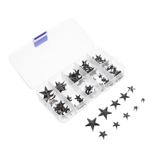 DECORNIJIA Fünfzackige Metallnieten mit Sicherem Krallendesign in Aufbewahrungsbox Starre Stern Studs für Kleidung Schuhe Taschen Vielseitig für DIY Bastelprojekte und Accessoires von DECORNIJIA