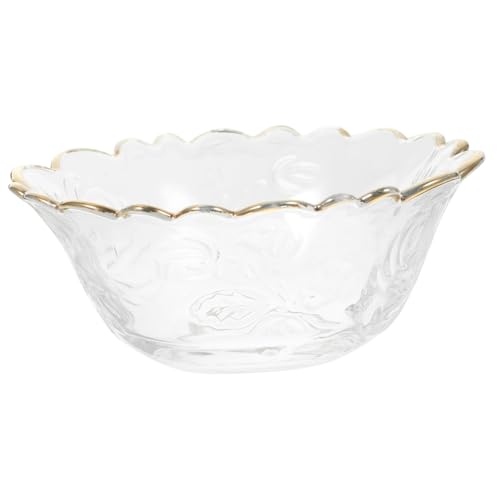 DECORNIJIA Große Glasschüssel mit Elegantem Goldrand Vielseitige Salatschale und Dessertschale für Partys Stilvolles Serviergeschirr für Obst Snacks und Festliche Anlässe von DECORNIJIA
