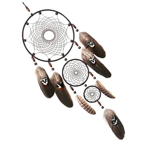DECORNIJIA Großer Schwarzer Dreamcatcher Wandbehang mit Handgefertigten Federn Boho deko für Schlafzimmer Wohnzimmer Badezimmer Kreativer Makramee Traumfänger mit DREI Ringen Leicht von DECORNIJIA