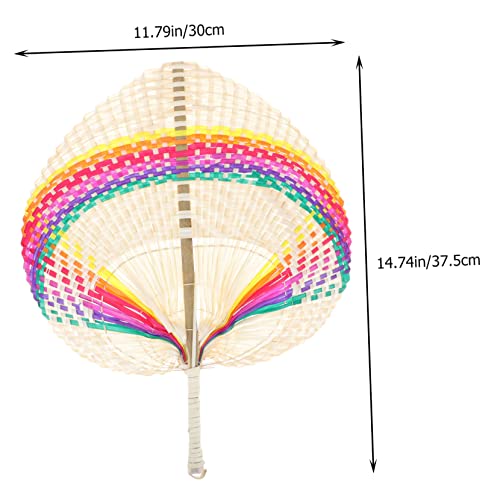 DECORNIJIA Handgefertigter Handgewebter Fächer Leichter Bunter Regenbogen Fächer im Chinesischen Stil Vielseitig als Wanddekoration Tanzrequisite und Sommerlicher Begleiter Geeignet von DECORNIJIA