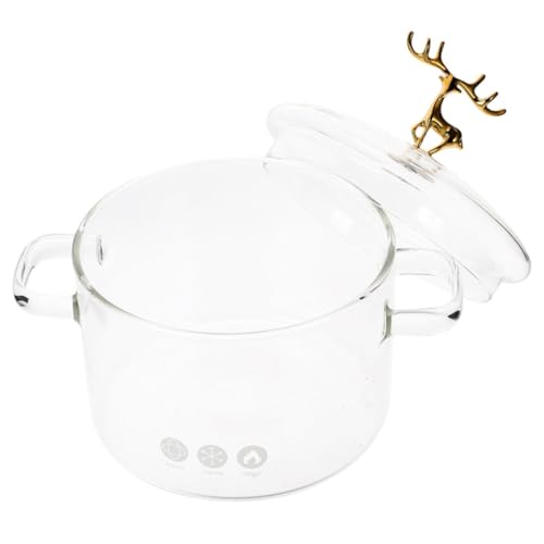 DECORNIJIA Hochborosilikat Glas Kochtopf mit Deckel und Doppelgriffen Transparenter Suppentopf für Induktion und Hitzebeständig Vielseitig für Nudeln Suppe Schmoren Einfach zu Reinigen von DECORNIJIA